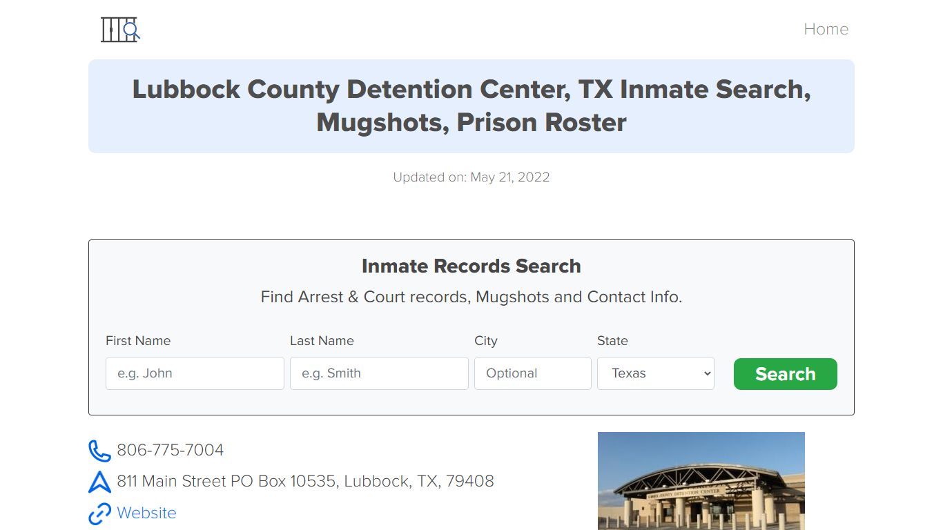 Lubbock County Detention Center, TX Inmate Search ...