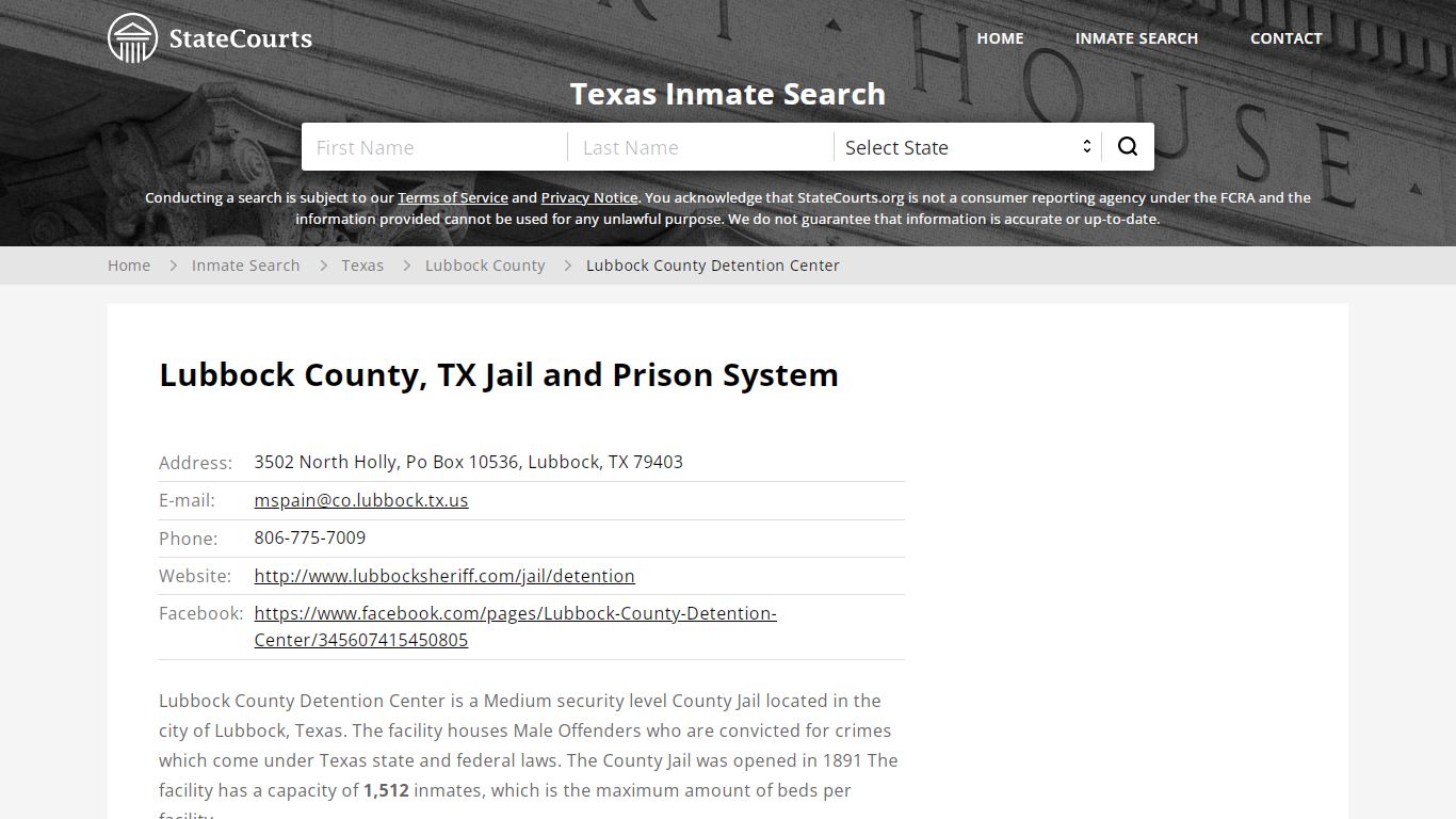 Lubbock County Detention Center Inmate Records Search ...