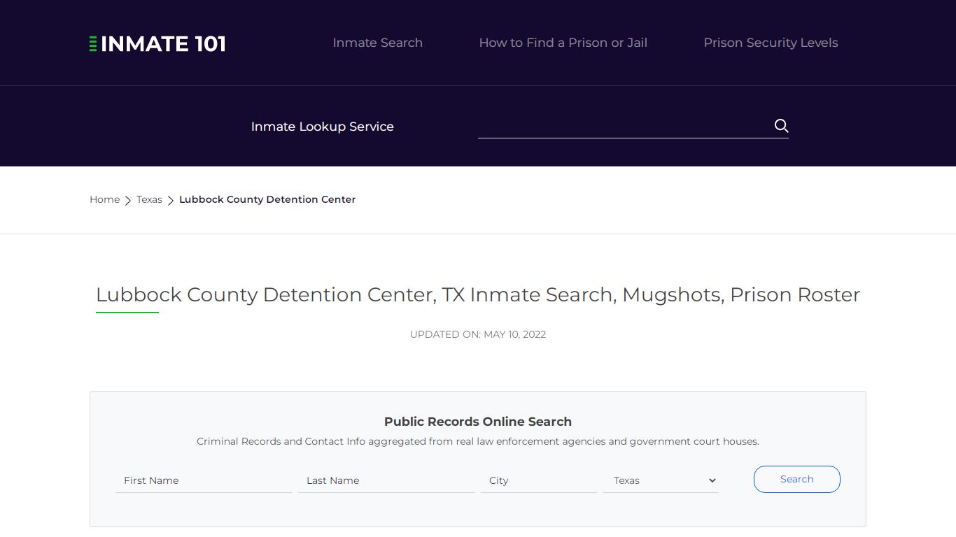 Lubbock County Detention Center, TX Inmate Search ...